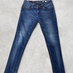 Miss Me Blue Denim Skinny Jeans 💙 | Low-Rise Y2K Streetstyle Essential